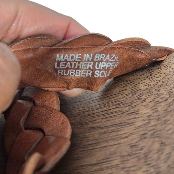 Vintage Wooden Heels Sandal Brown Banana Republic Braided Woven Leather Mule 8.5 - Picture 8 of 16